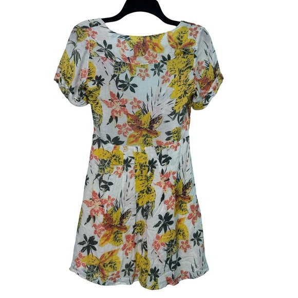 Free People 4 Tropical Floral Boho Cutout Tie Front Part Time Lover Mini Dress - Picture 9 of 11
